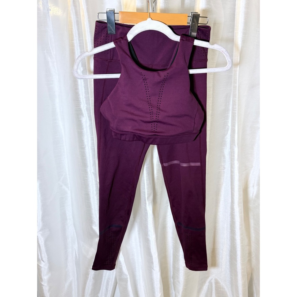 Lilybod Activewear Set Women S Burgundy Laser Cut Sports Bra Leggings Matching